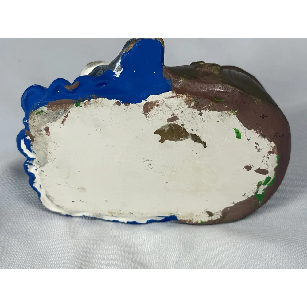 VINTAGE HANDPAINTED CERAMIC MOLD SLEEPING NAPPING SANTA PLANTER 6.5x4.5”